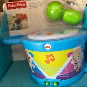 Fisher-Price Blue Musical Drum with Green Maracas